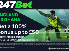 احصل على مكافأة بنسبة 100% مع 247Bet تصل قيمتها إلى 50 جنيهًا إسترلينيًا قبل مباراة إنجلترا وغانا
| itg-ar.com احصل على مكافأة بنسبة 100% مع 247Bet تصل قيمتها إلى 50 جنيهًا إسترلينيًا قبل مباراة إنجلترا وغانا
| itg-ar.com
